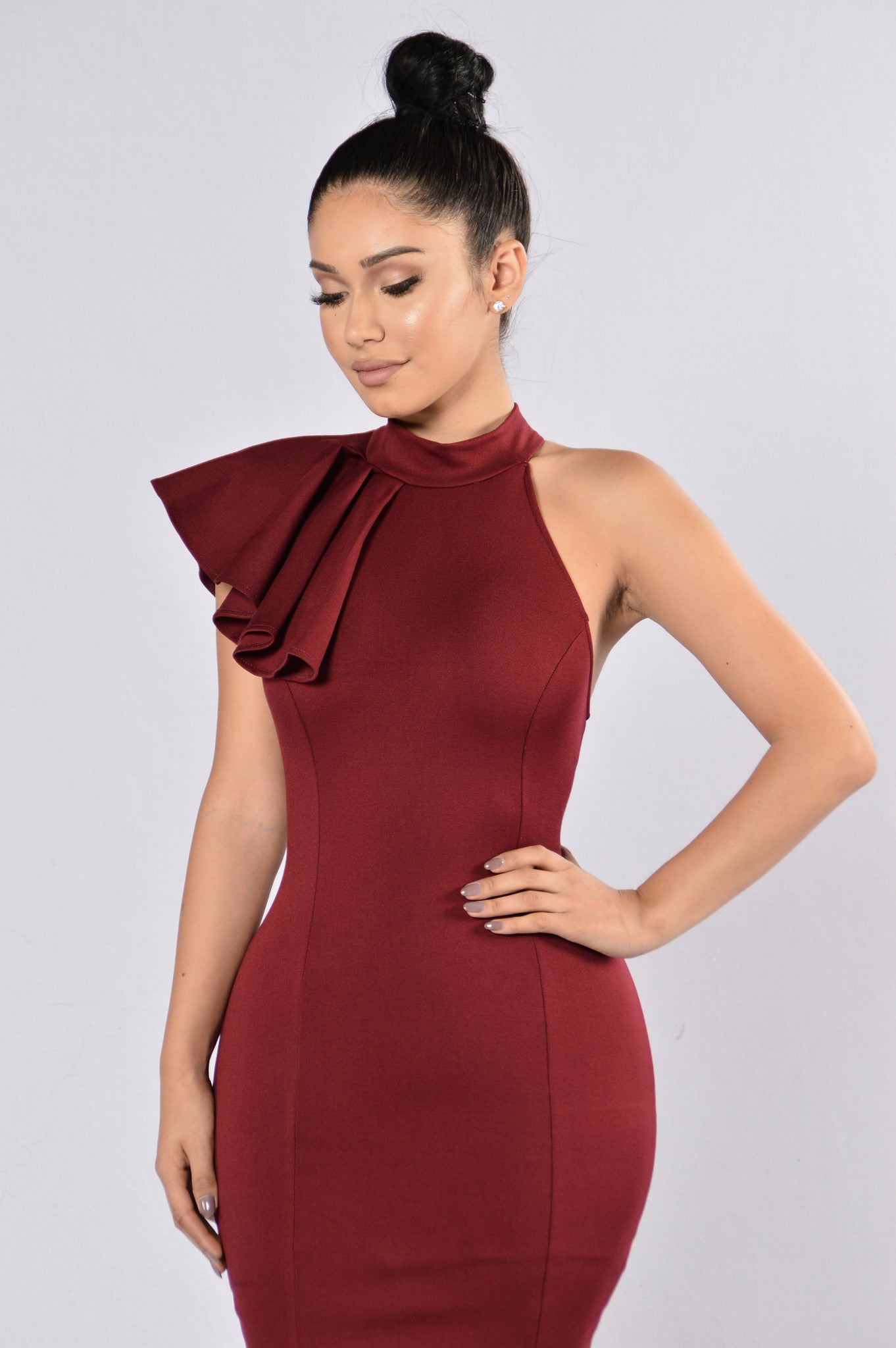 Ruffle Butter Dress - Wine