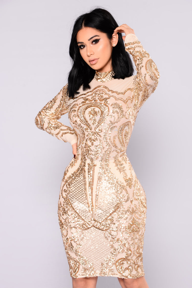 gold mesh dress