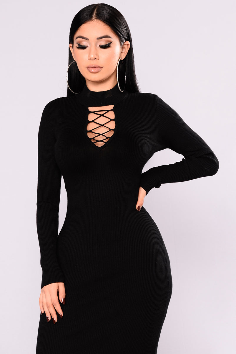 Mimi Sweater Dress Black Fashion Nova Dresses Fashion Nova 