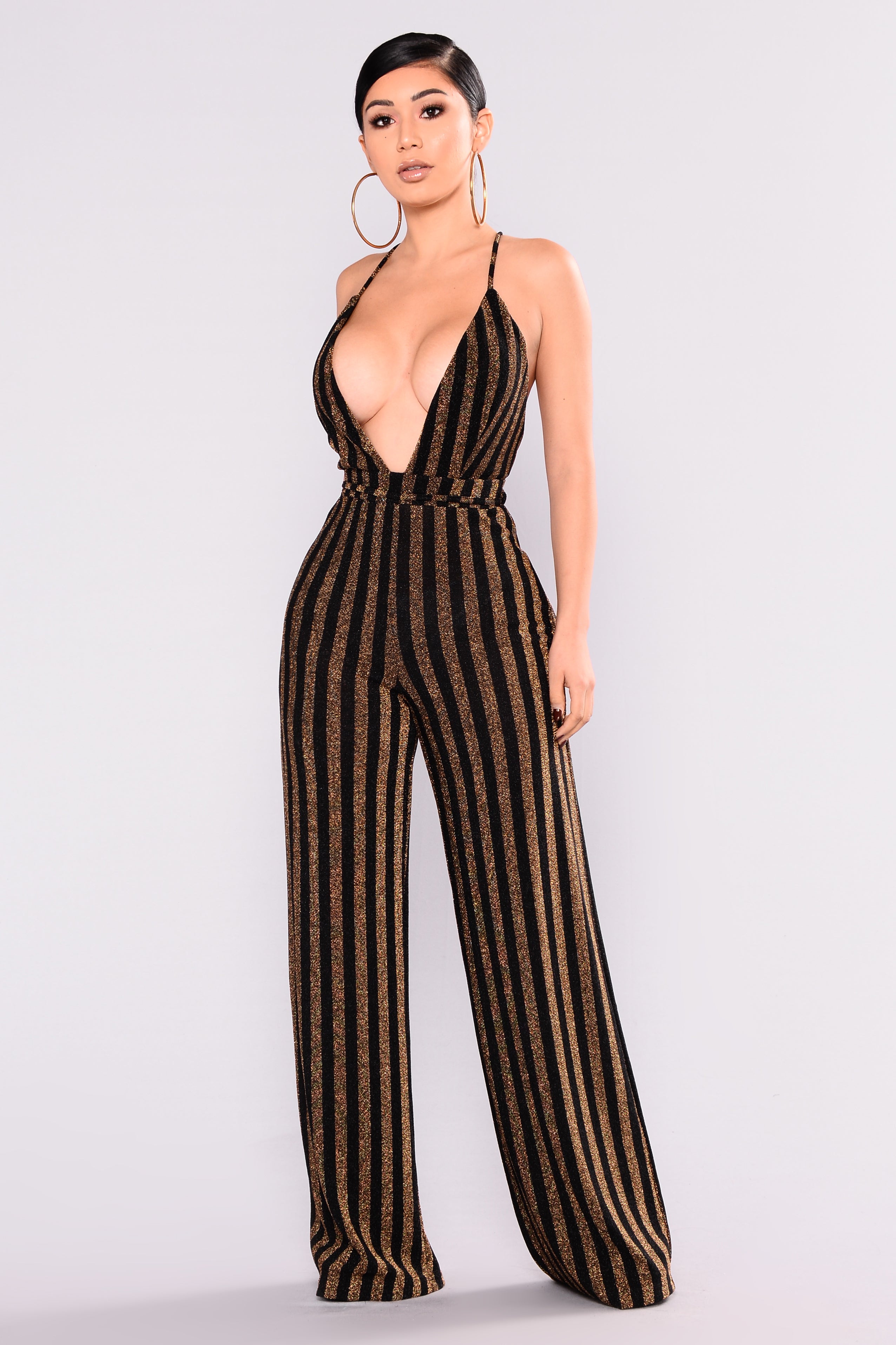 jumpsuit black and gold
