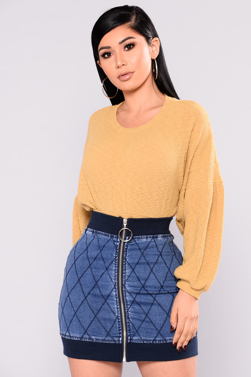 Flora Puffy Sleeves Top - Mustard | Fashion Nova, Knit Tops | Fashion Nova