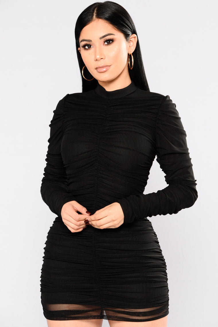 long sleeve black dress fashion nova