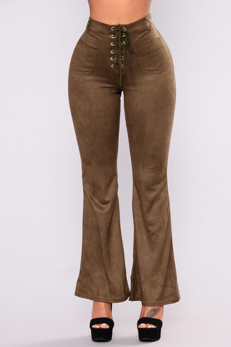 Martine Suede Pants - Olive