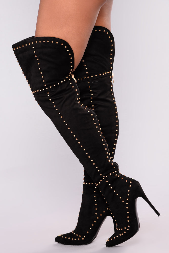 Rich Stud Heel Boot - Black