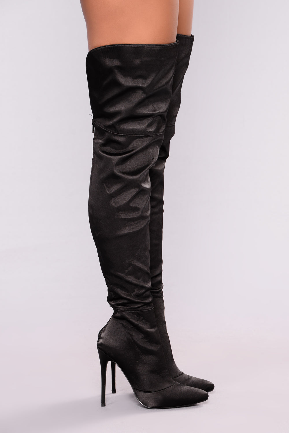 Satin Nights Over The Knee Boot - Black