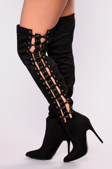All Lace Up Heel Boot - Black – Fashion Nova
