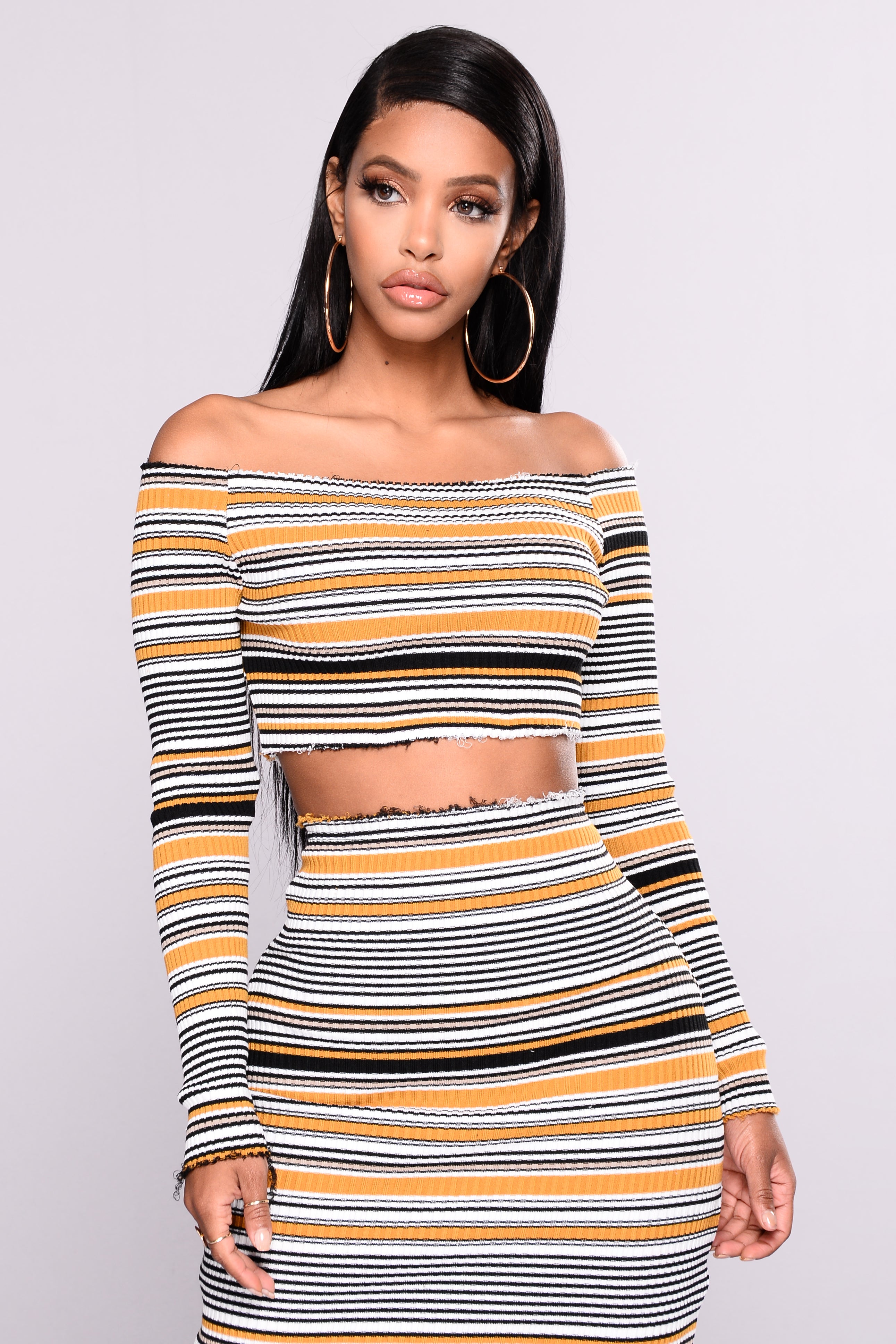 Madeleine Striped Set - Mustard