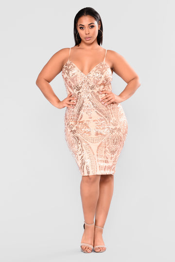 plus size pink sequin dress