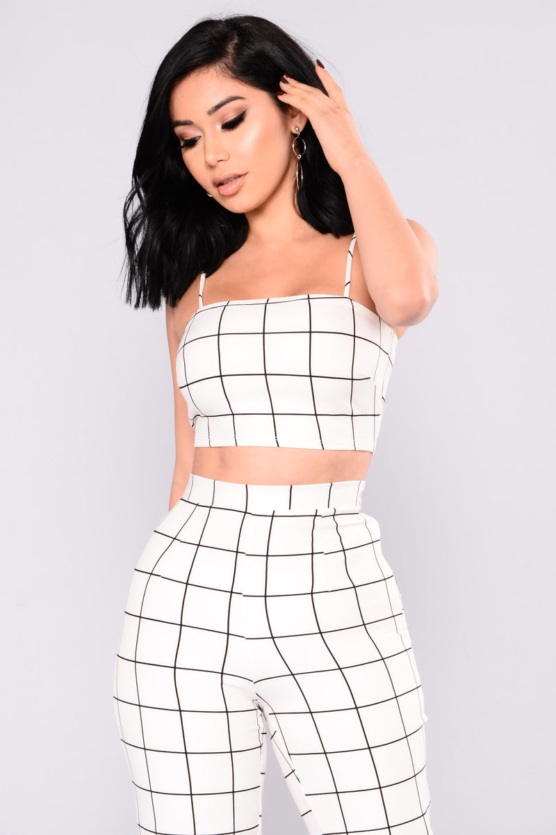 Line By Line Pant Set White/Black Fashion Nova, Matching Sets