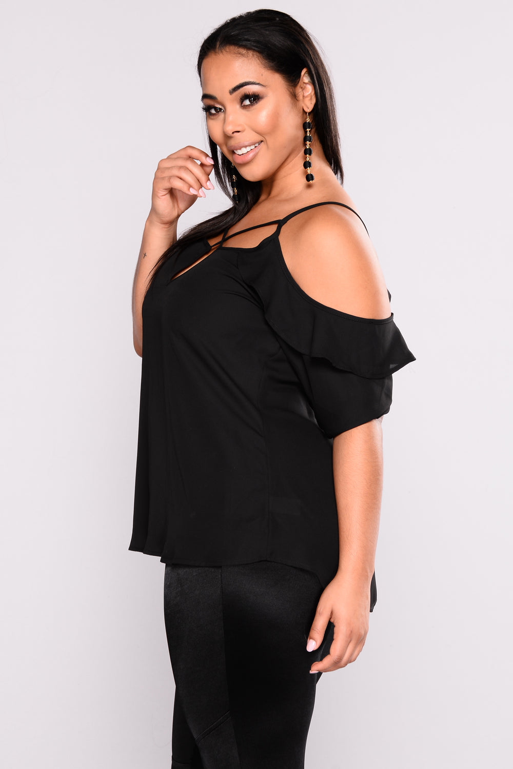 After Glow Ruffle Top - Black
