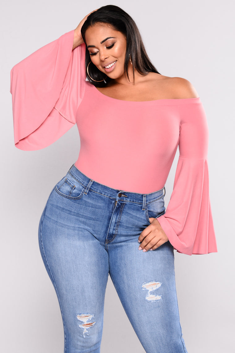 Ellie Off Shoulder Bell Sleeves Bodysuit - Mauve - Bodysuits - Fashion Nova