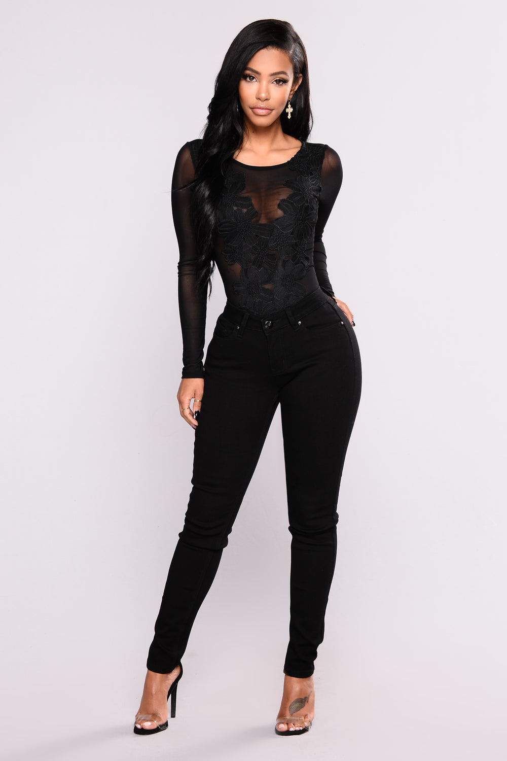 Livitha Crochet Bodysuit - Black