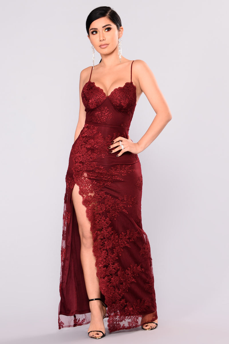 burgundy going out dress