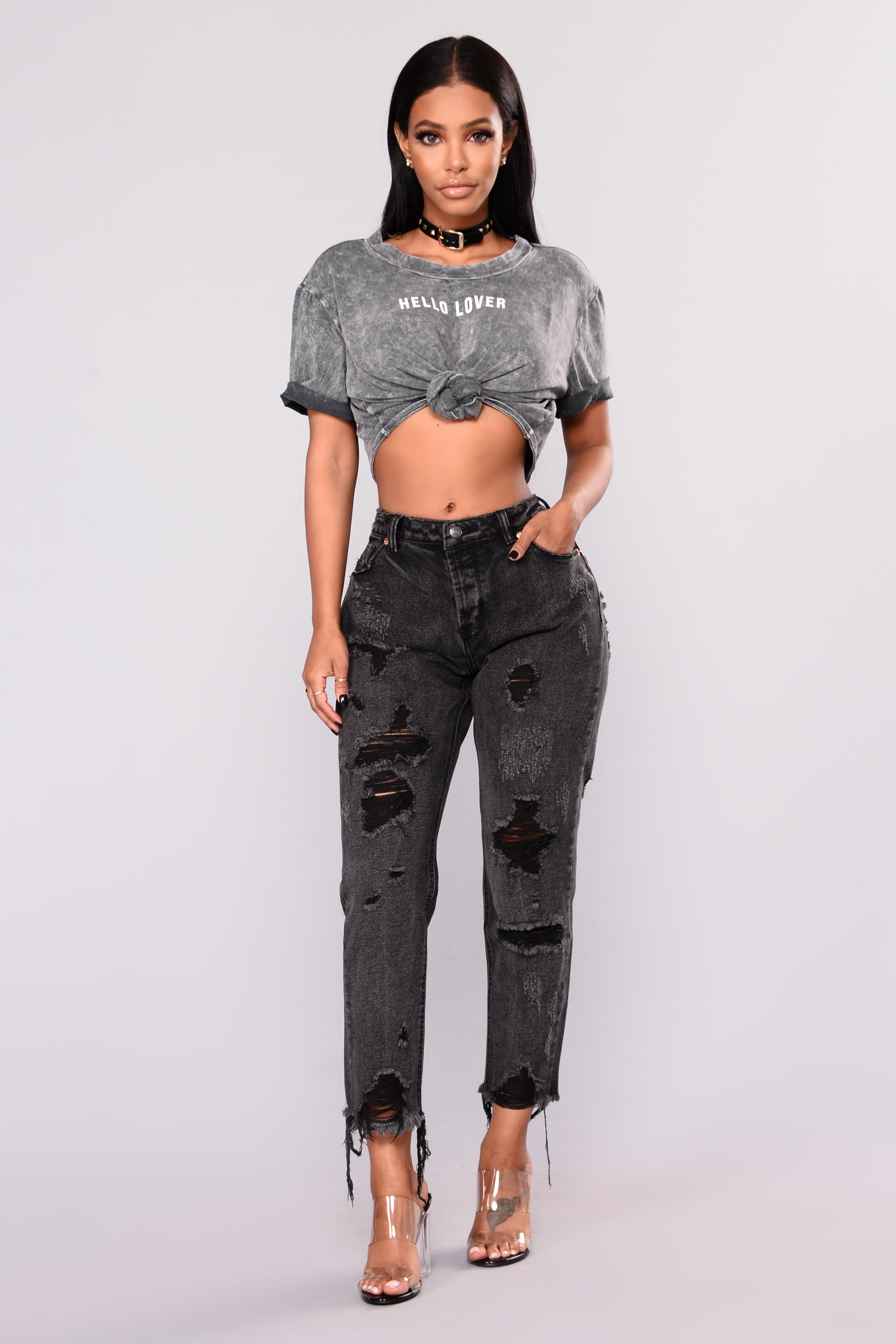 black high waisted boyfriend jeans