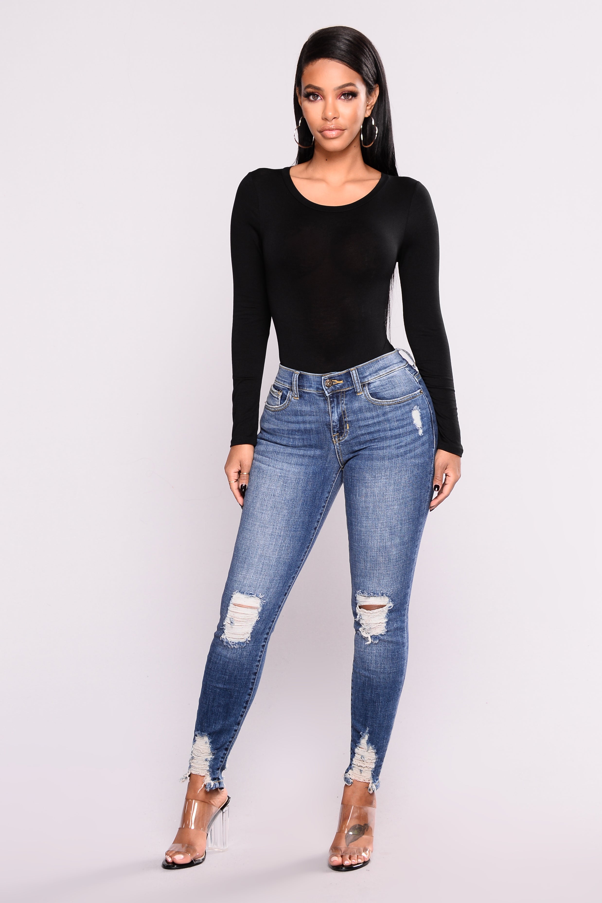 Running To You Long Sleeve Bodysuit - Black-9322