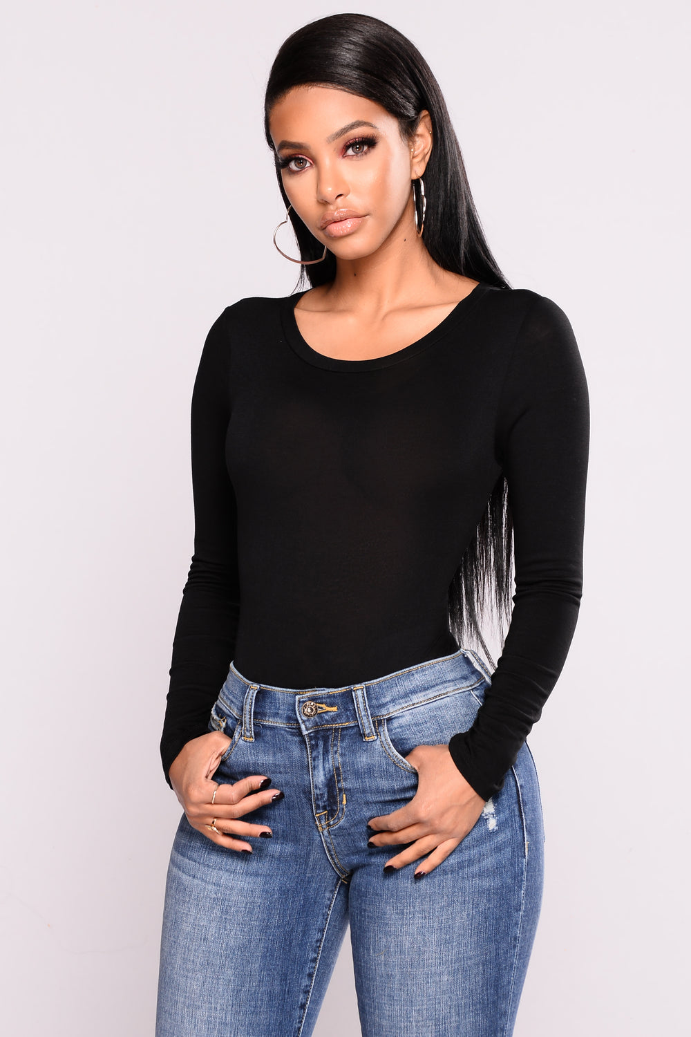 Running To You Long Sleeve Bodysuit - Black-3134