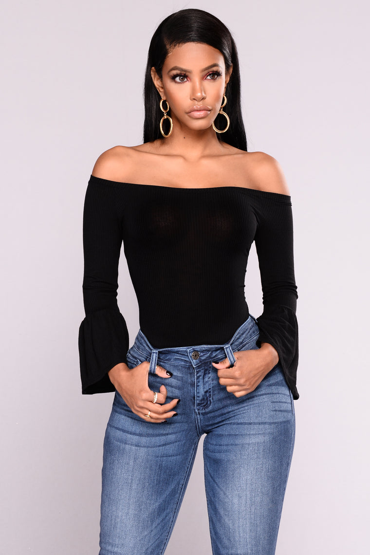 The Right Timing Bell Sleeve Top - Black