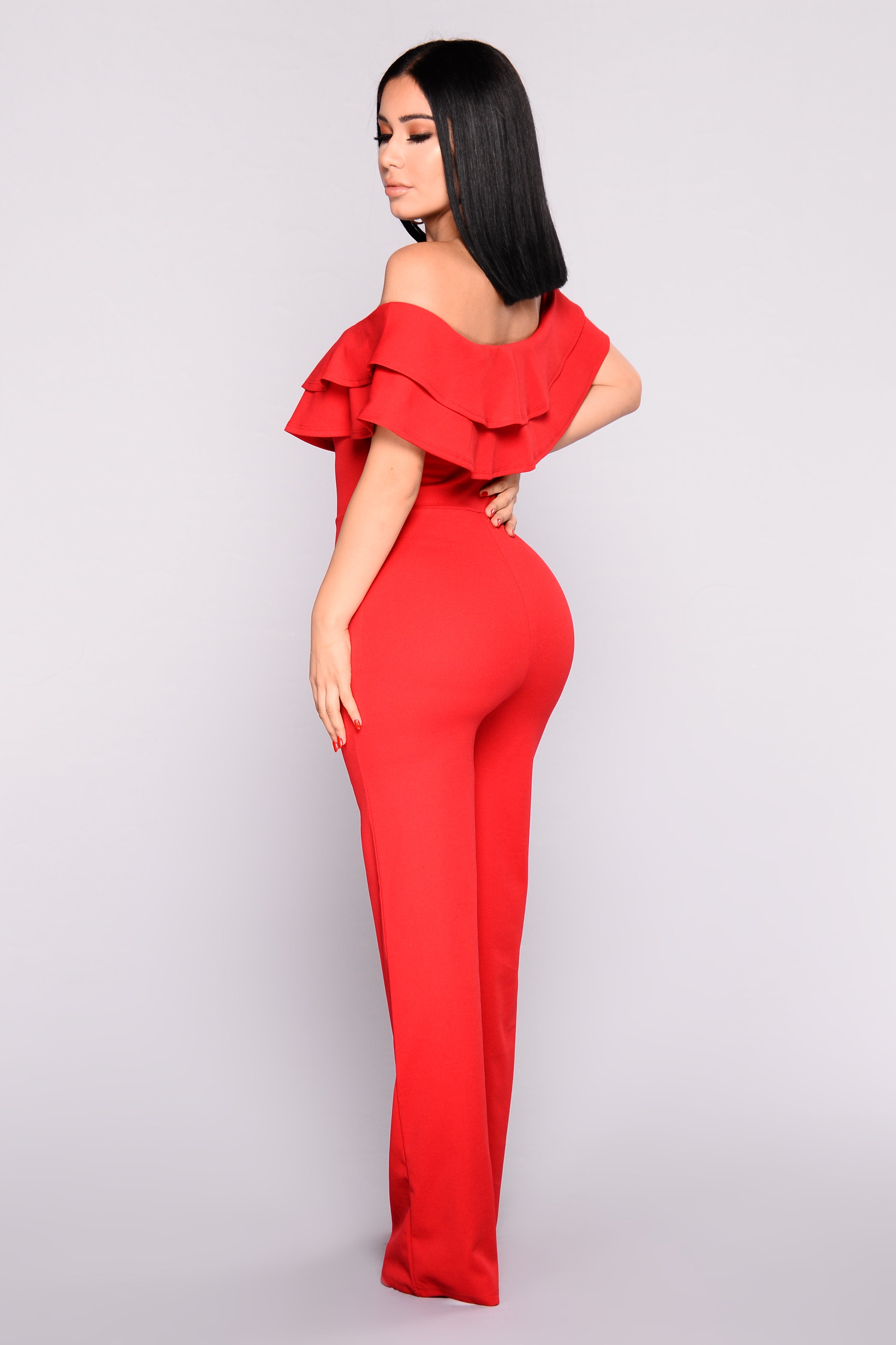 Ready To Ruffle Jumpsuit - Red