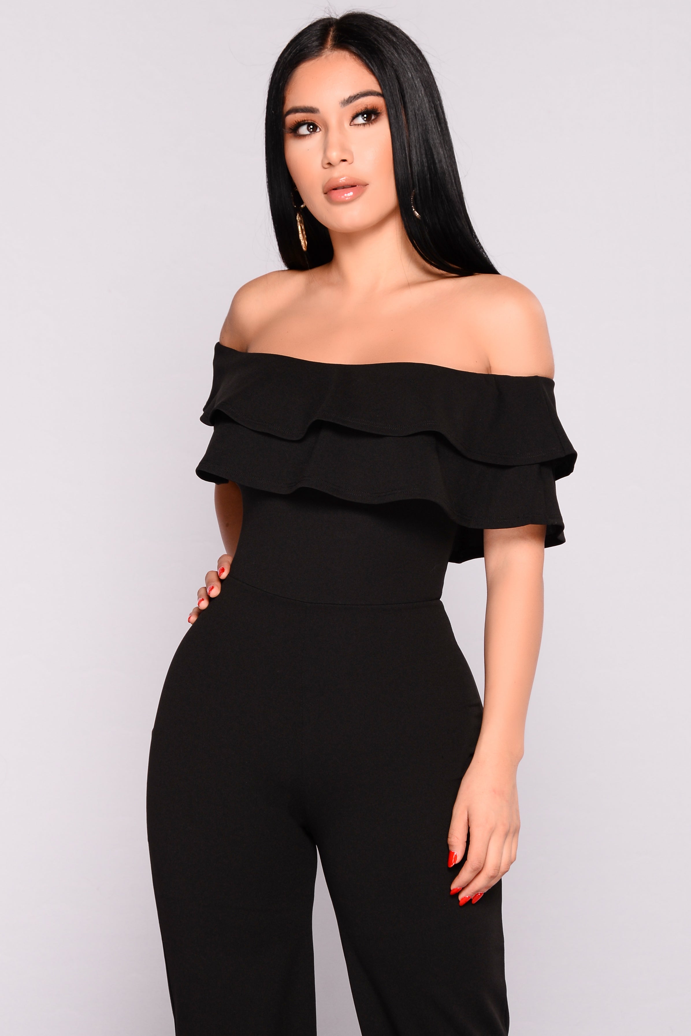 fashion nova black and white jumpsuit