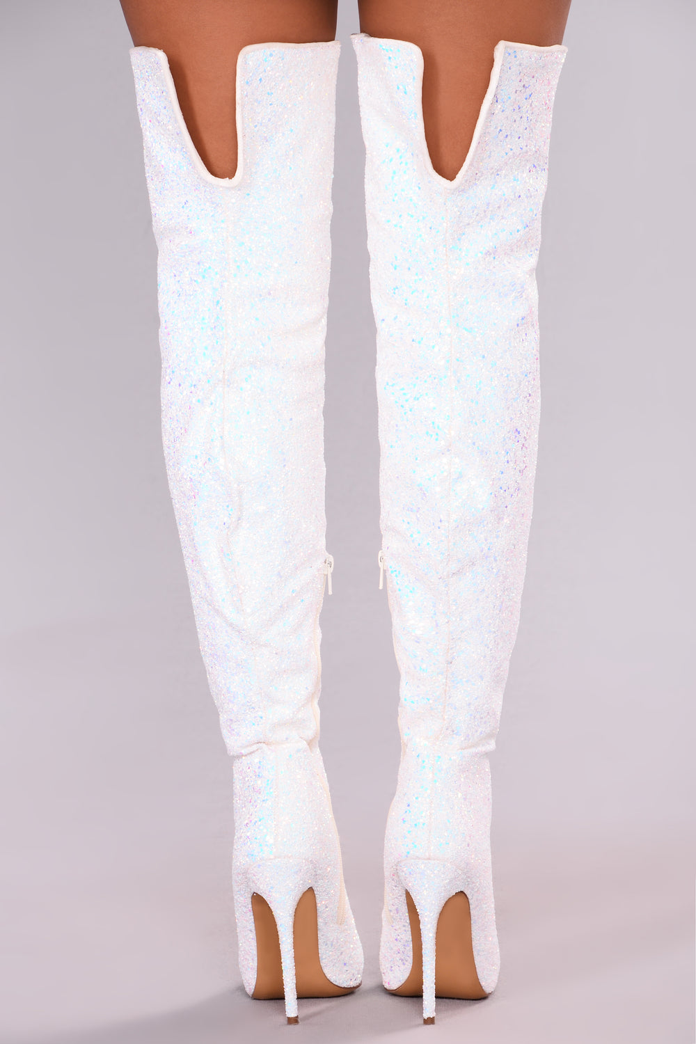 Just Add Glitter Over The Knee Boot White