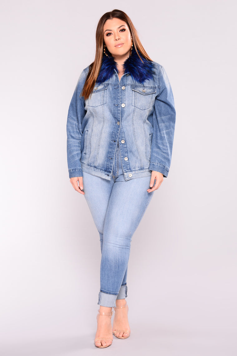 Alessandra Oversized Denim Jacket - MediumWash/Blue - Denim Jackets ...
