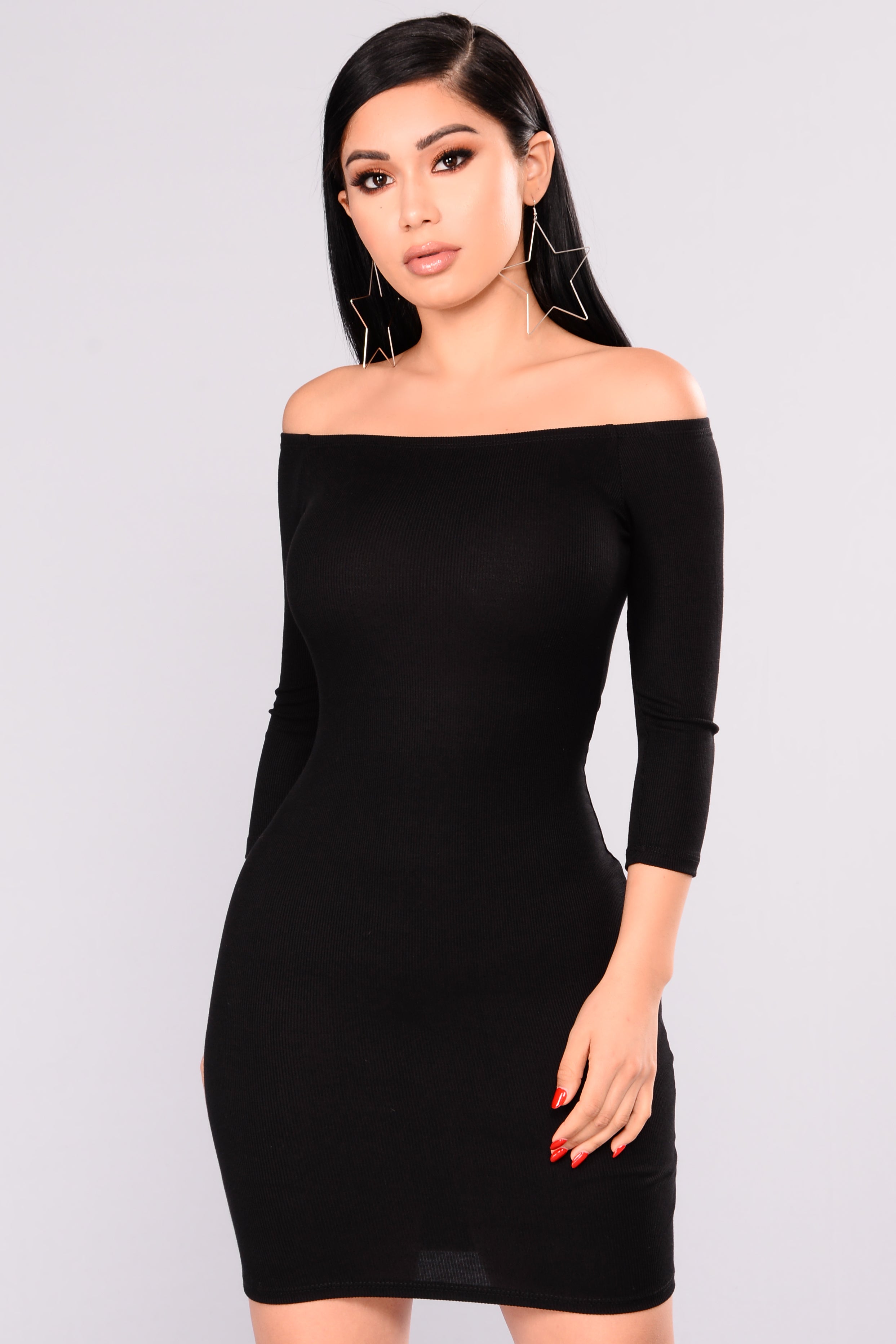 Lorraine Off Shoulder Dress Black 