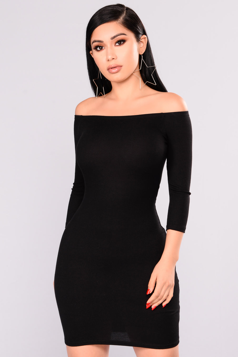 Lorraine Off Shoulder Dress Black