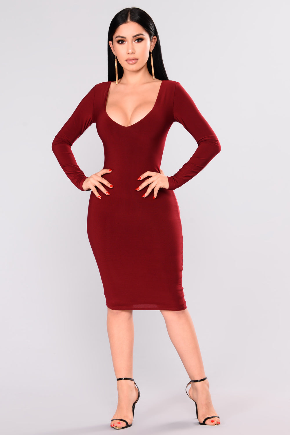 Simple Life Midi Dress - Burgundy