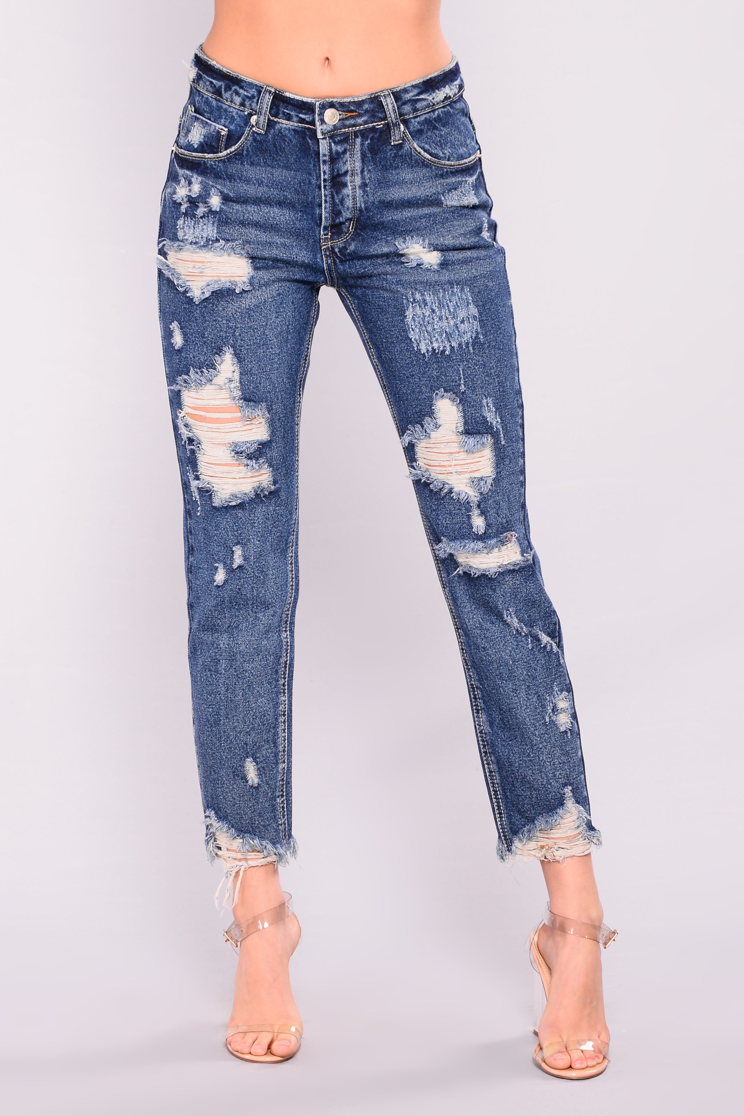 For The Girls Boyfriend Jeans Dark Denim 4754