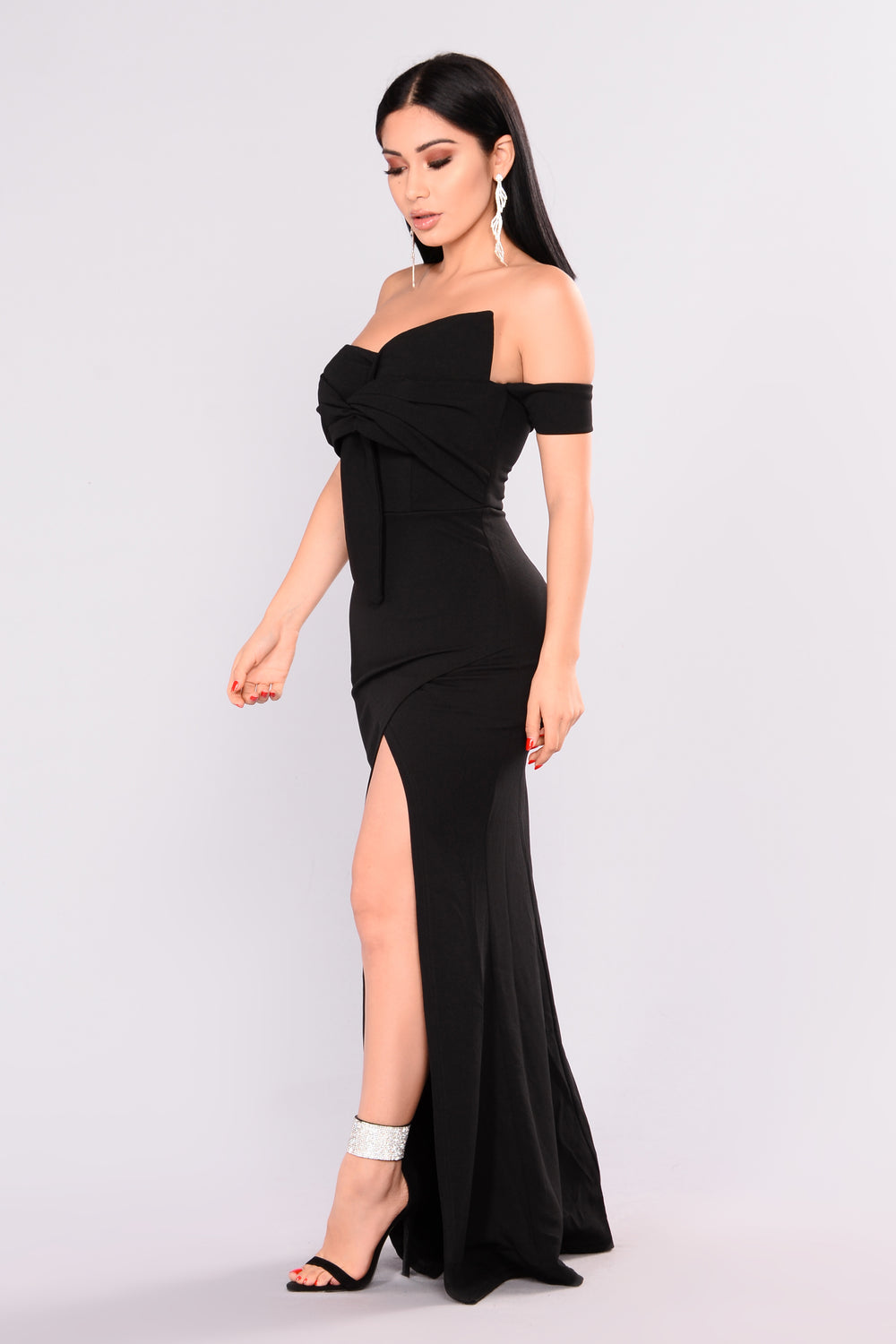 Reception Off Shoulder Dress - Black