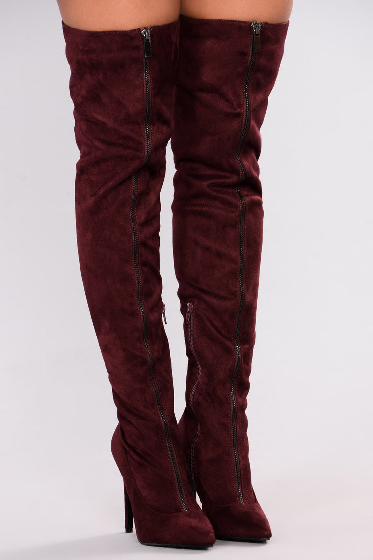 plum over the knee boots