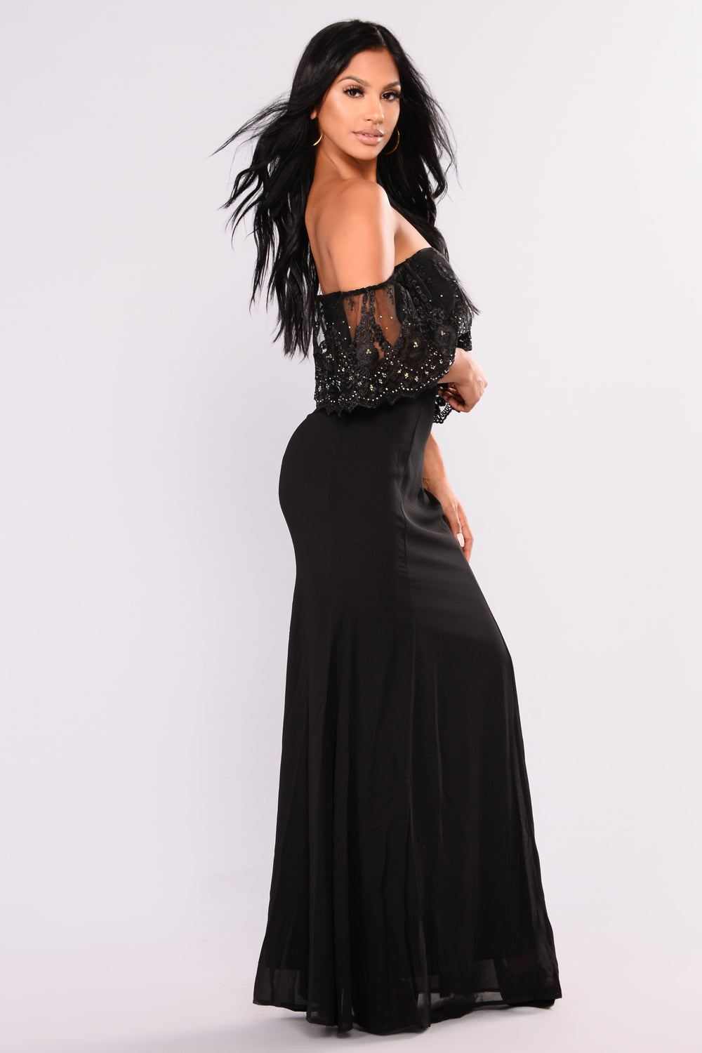 Social Gathering Flounce Dress - Black