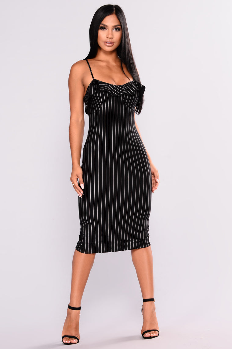 black and white striped dress fashion nova