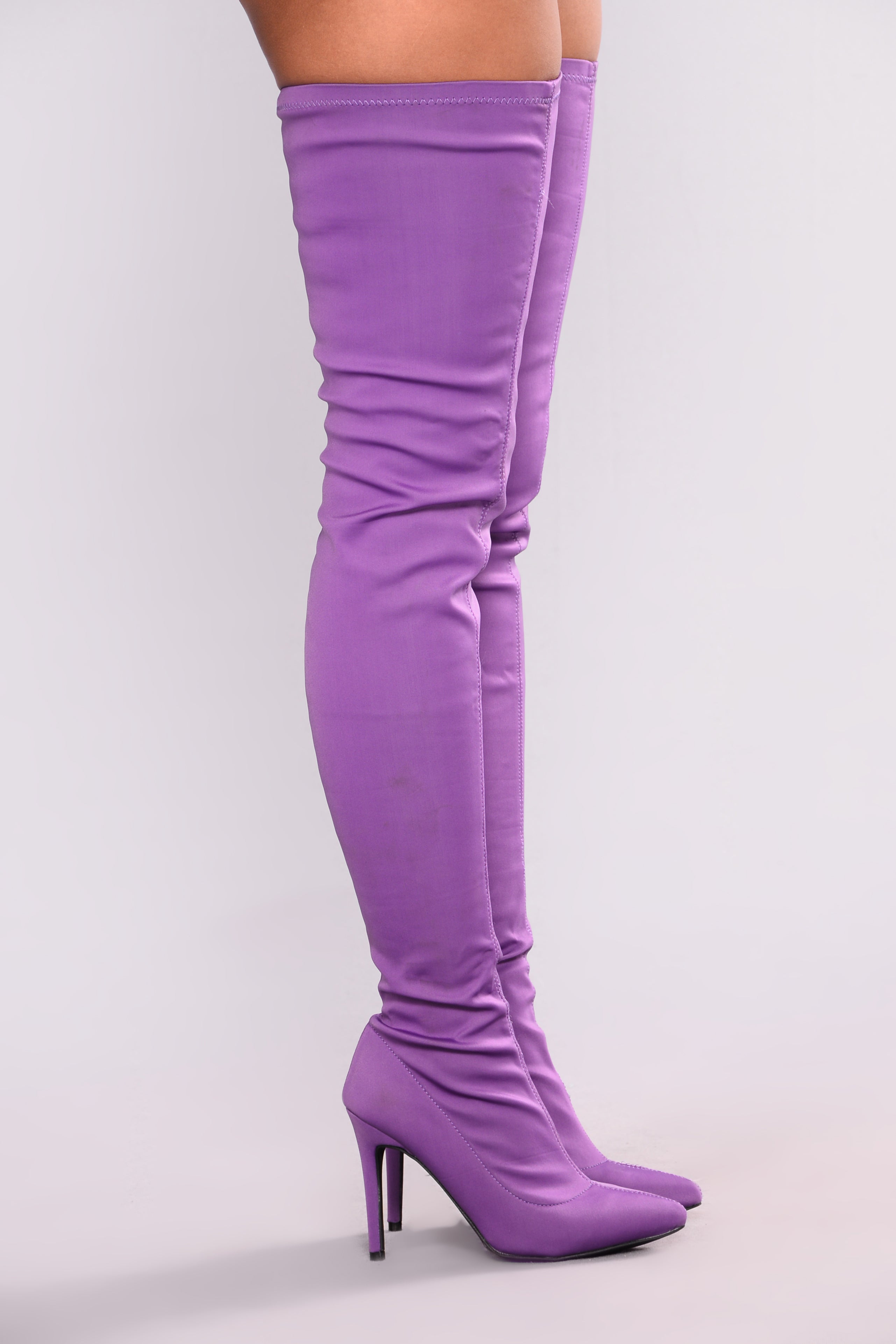 dark purple thigh high boots