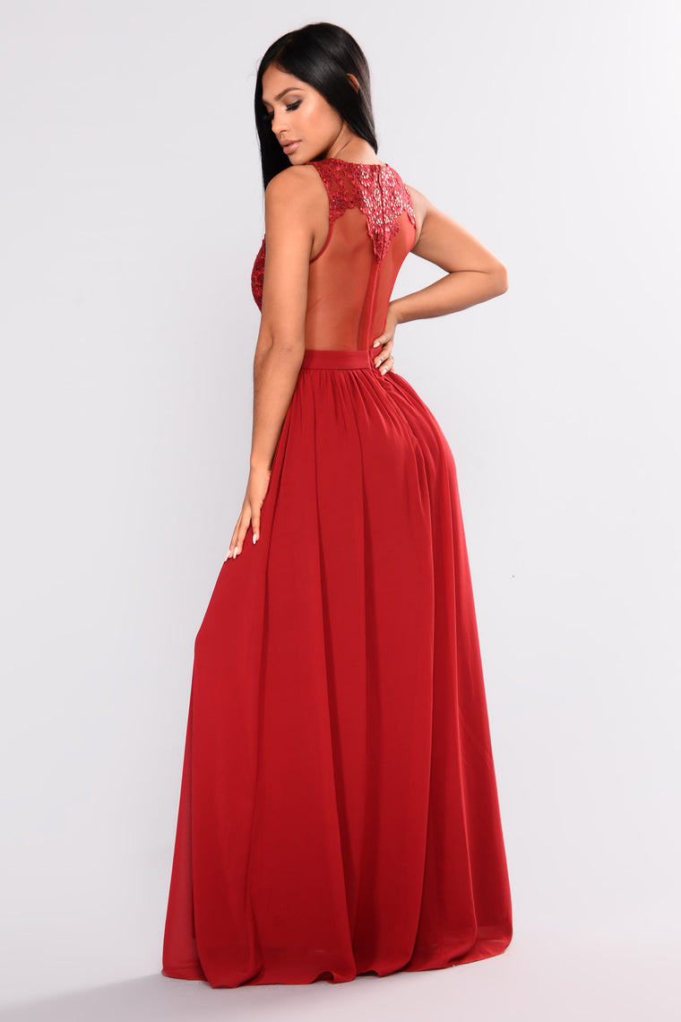 Fancy Function Embellished Dress - Wine - Dresses - Fashion Nova