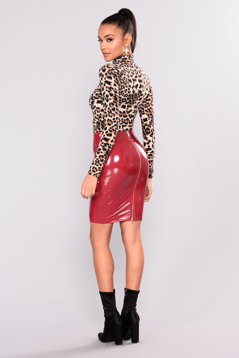 Ziggy Skin Tight Latex Skirt Wine 8868