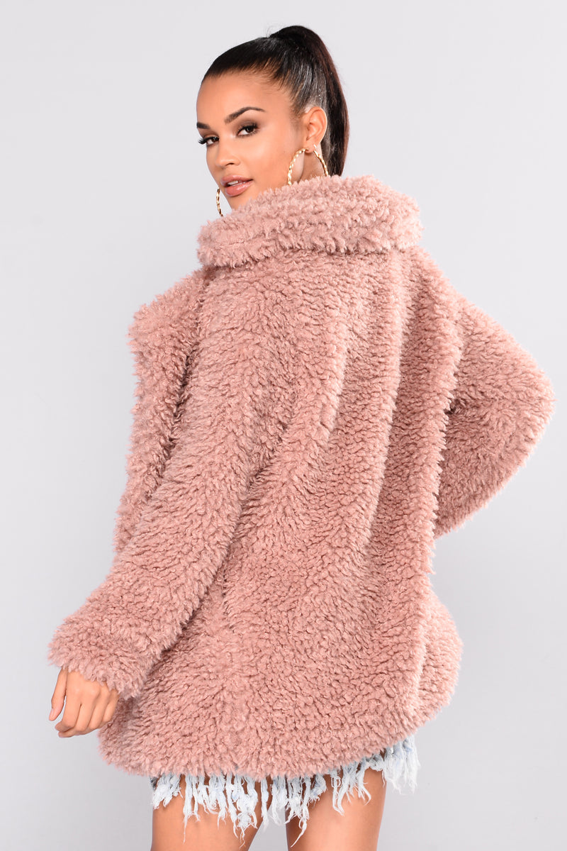 Snow Bunny Fuzzy Coat - Dusty Pink | Fashion Nova, Luxe | Fashion Nova