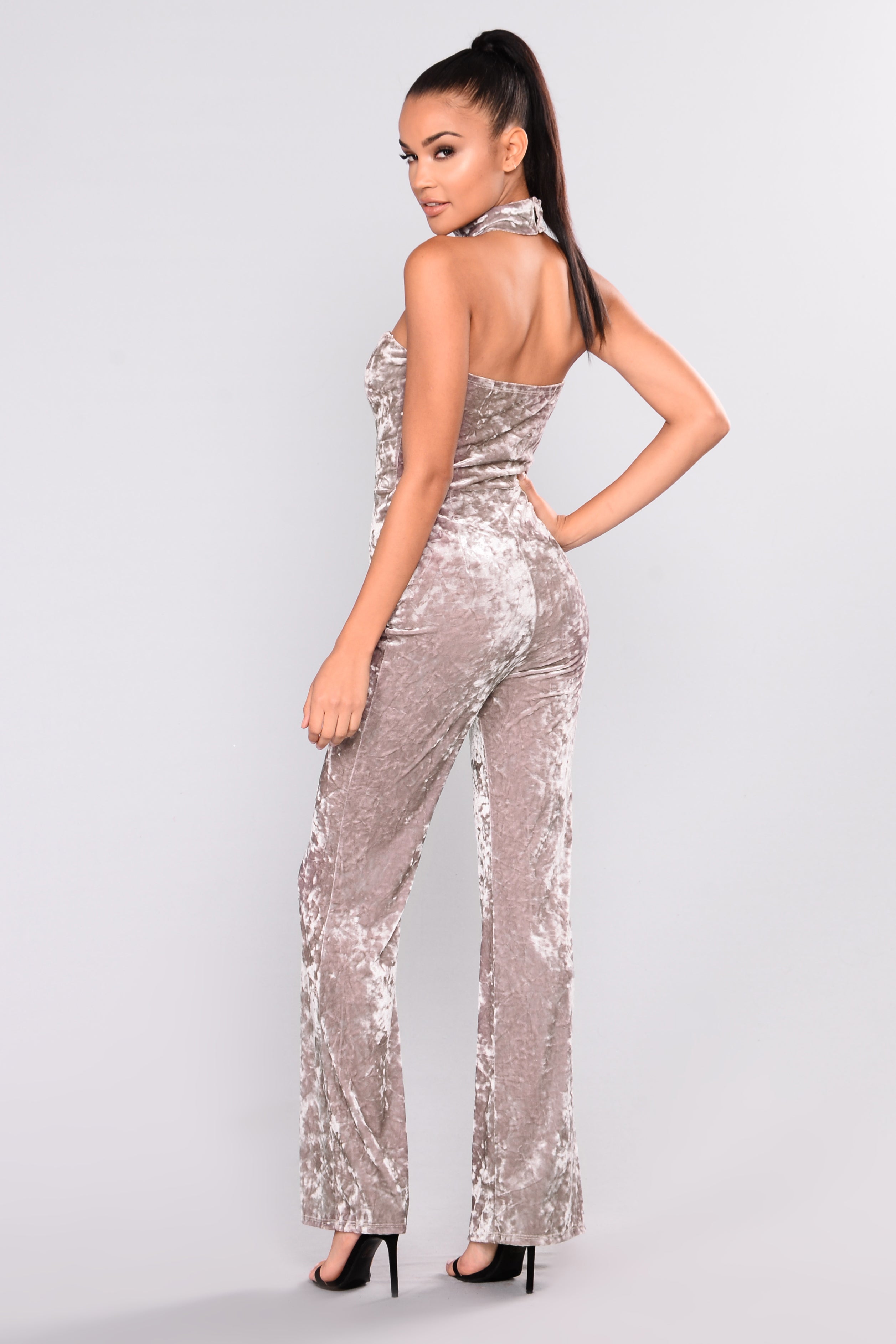 silver velvet jumpsuit