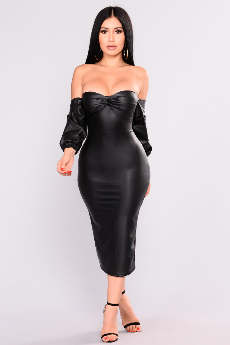 leather dress fashion nova