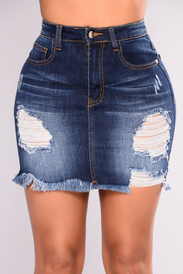 dark denim jean skirt