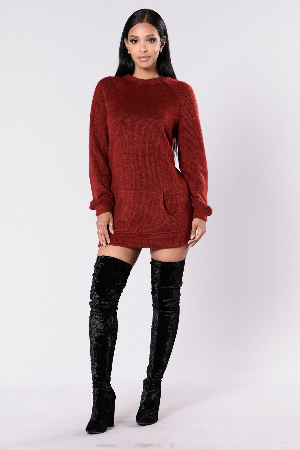 Tip of The Iceberg Sweater Dress - Wine