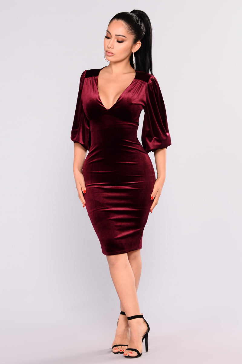 High Standards Velvet Dress Burgundy Fashion Nova Dresses 