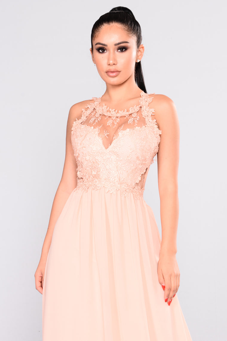 fashion nova peach dress