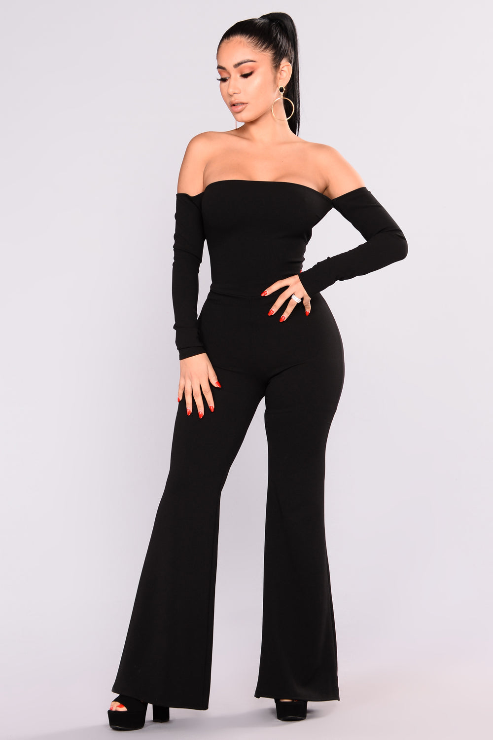 Never Forget You Lace Up Jumpsuit - Black