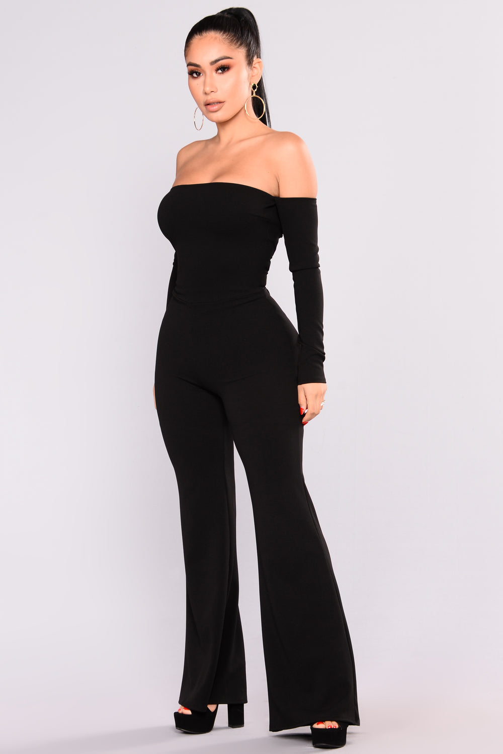 Never Forget You Lace Up Jumpsuit - Black