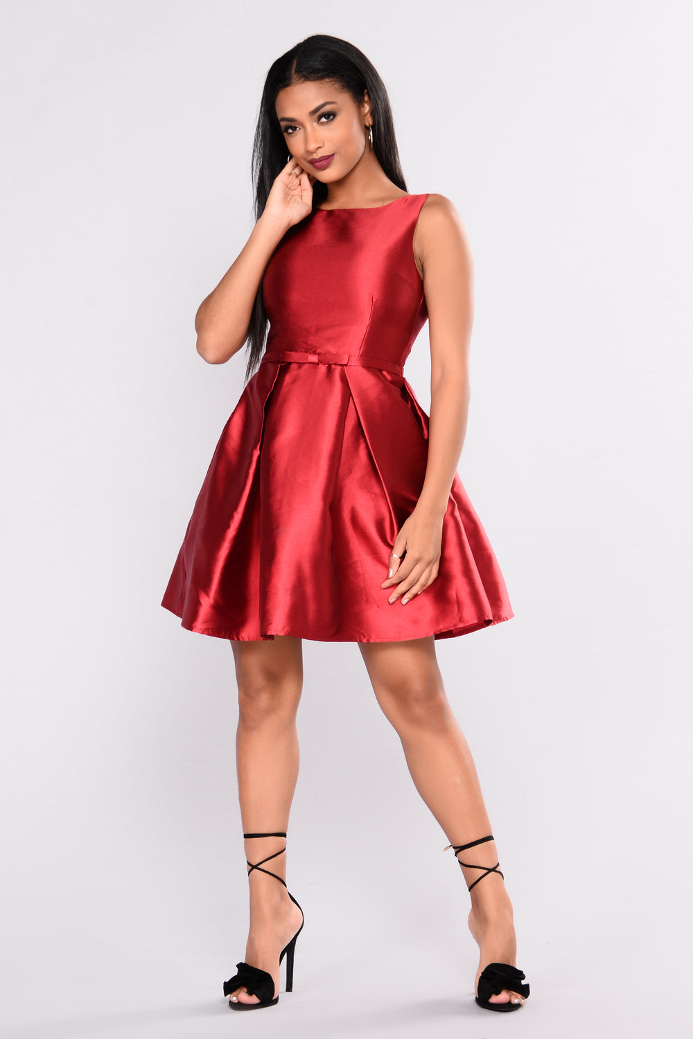 A Satin Holiday Dress - Red