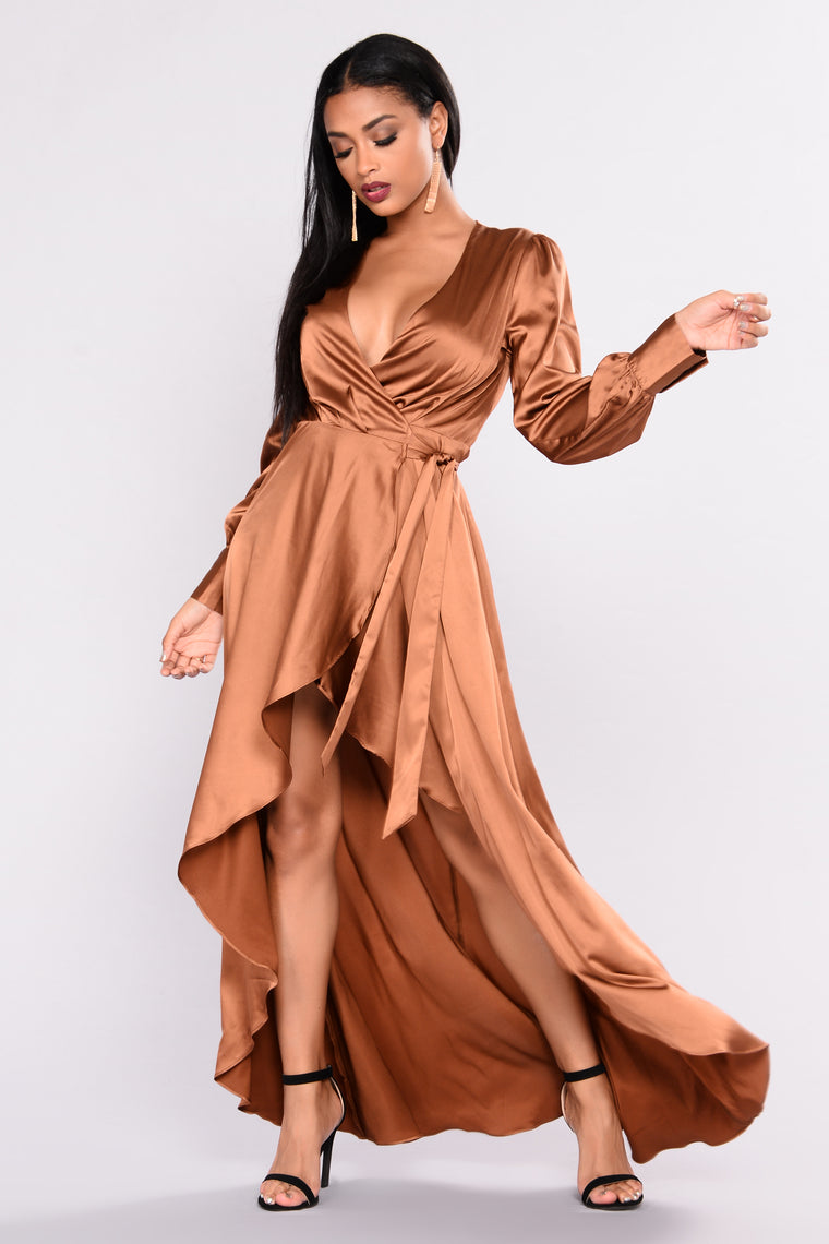 satin wrap around dress