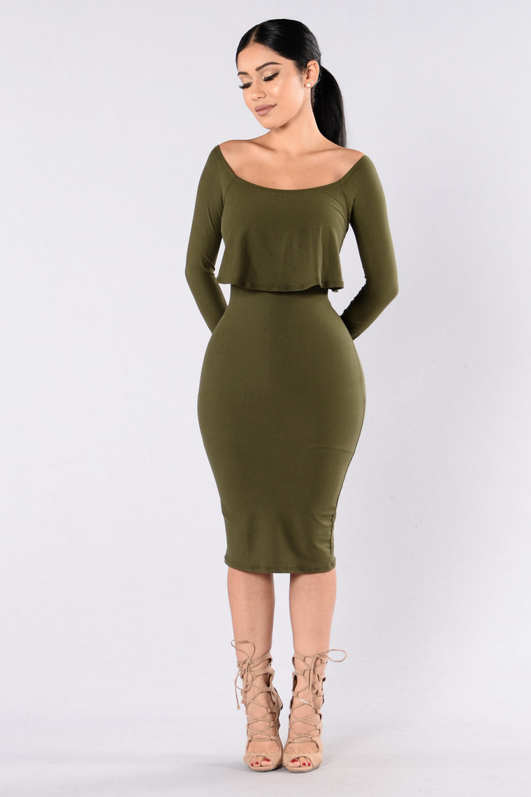 fashion nova olive green dress