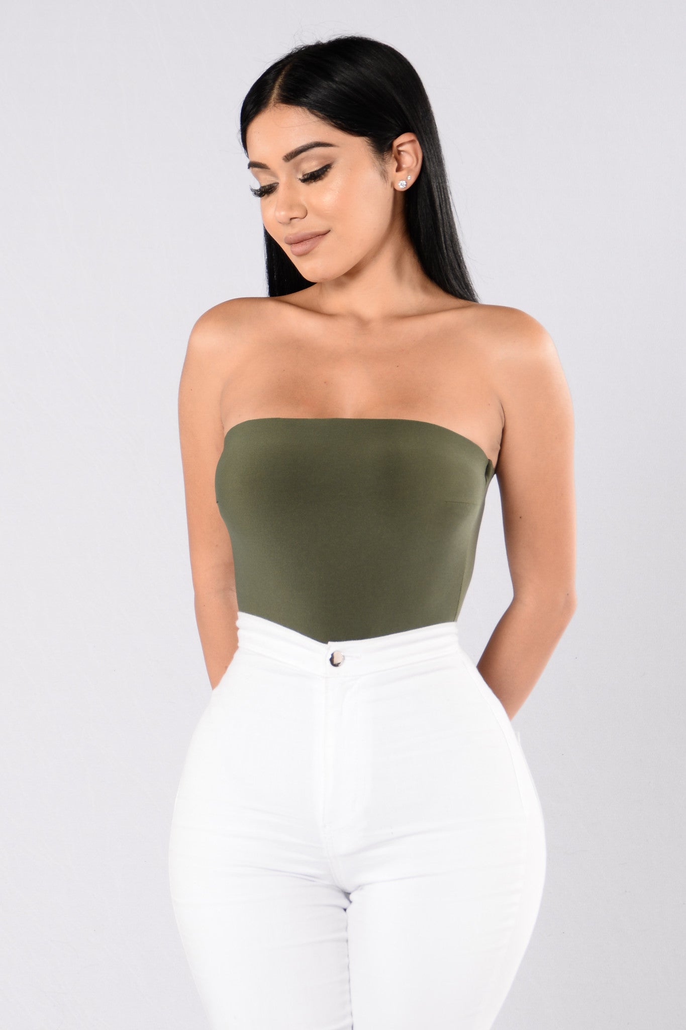 white tube top bodysuit