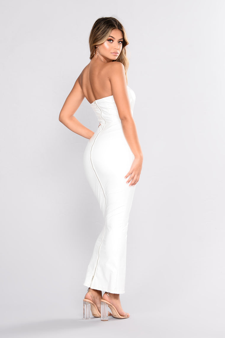 white latex dress fashion nova